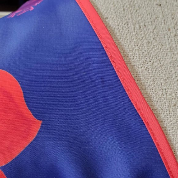 Vintage Floral Robe Natorious Blue Orange Red Flower Short Length Kimono Natori - Picture 10 of 10